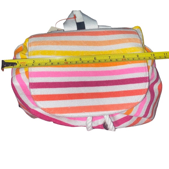 Boho Sunset Rainbow Striped Terrycloth Bucket Style Bag Backpack Rope Drawstring - Picture 12 of 13